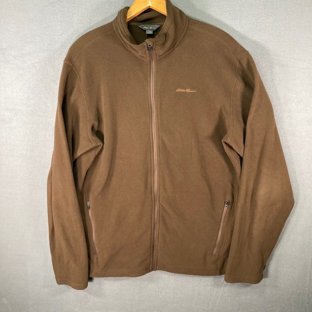 Eddie Bauer Polartec Fleece Jacket Mens Tall Large‎ Brown Full Zip